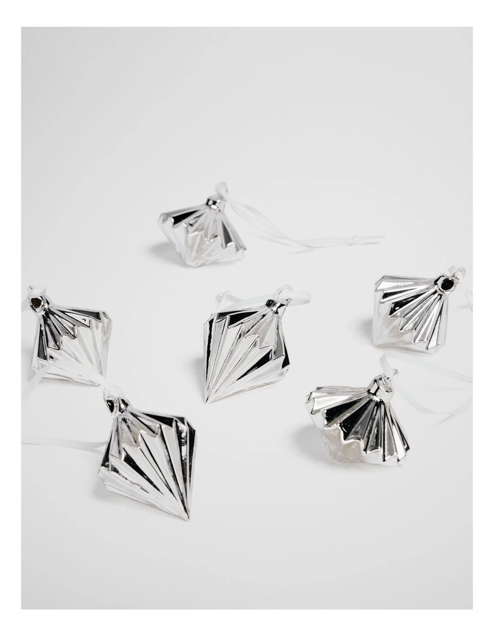 Orion Glass Bauble Set Of 6 in Silver image 2