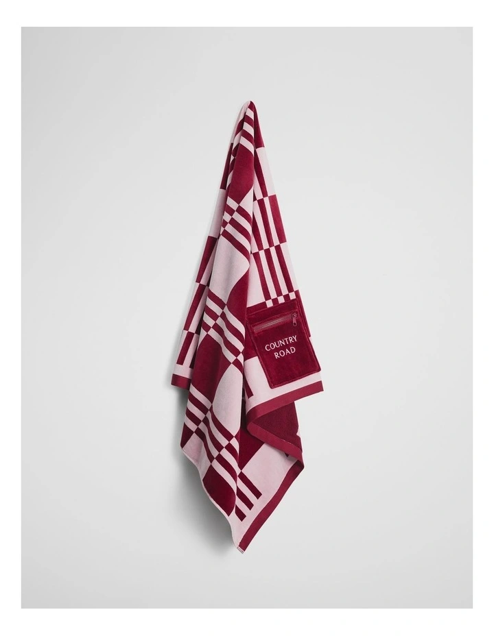 Eyre Australian Cotton Beach Towel in Merlot image 3