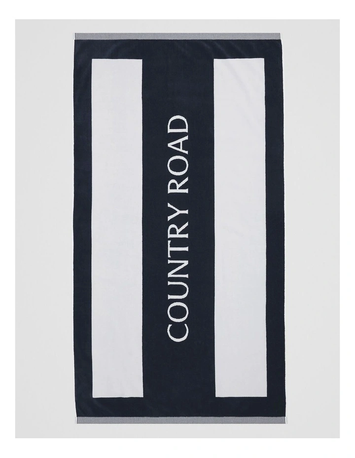 Haven Australian Cotton Beach Towel in Navy image 1