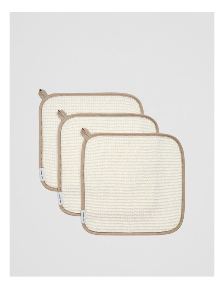 Rhea Wash Cloth 3 Pack in Natural image 1
