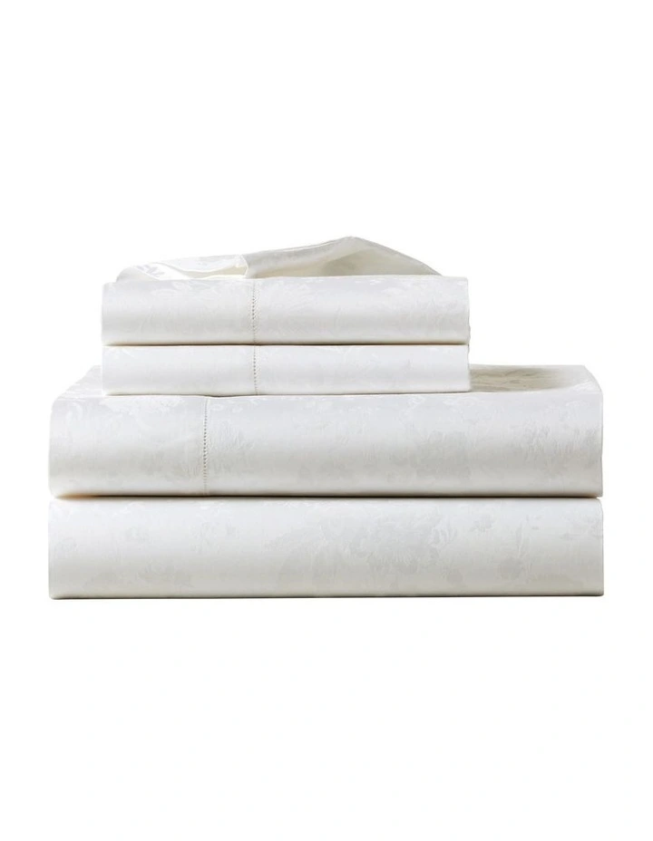 Organic Cotton Bethany Jacquard Sheeting in Beige image 2