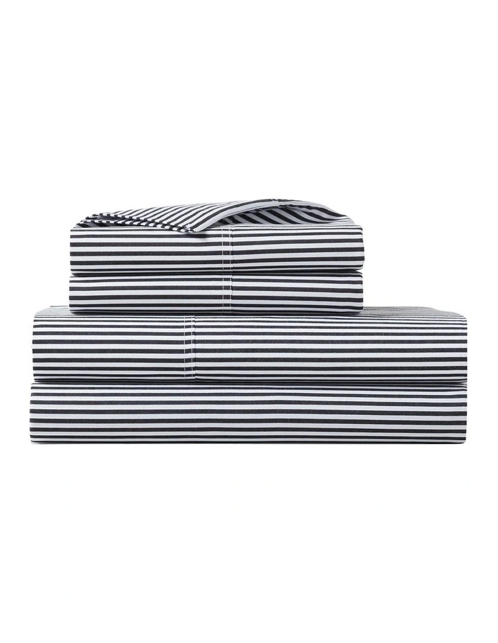 Organic Cotton Shirting Stripe Sheeting in Black image 2