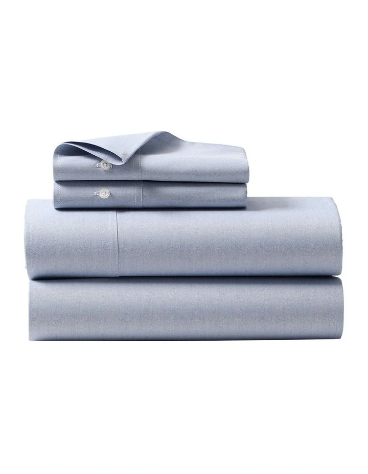 Organic Cotton Oxford Solid Sheeting in Blue image 2