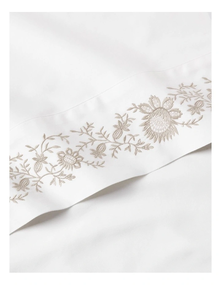 Organic Cotton Eloise Embroidery Sheet in Beige image 1