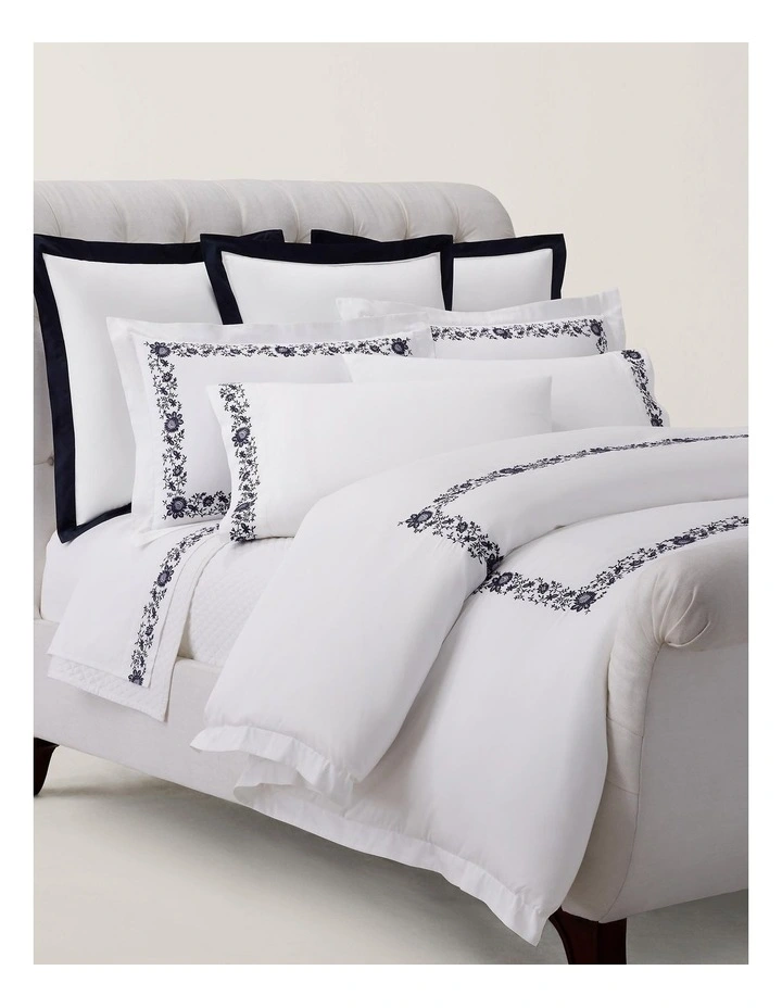 Organic Cotton Eloise Embroidery Sheet in Navy image 3