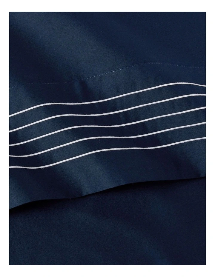 Organic Cotton Sateen Handkerchief Sheet in Navy image 1