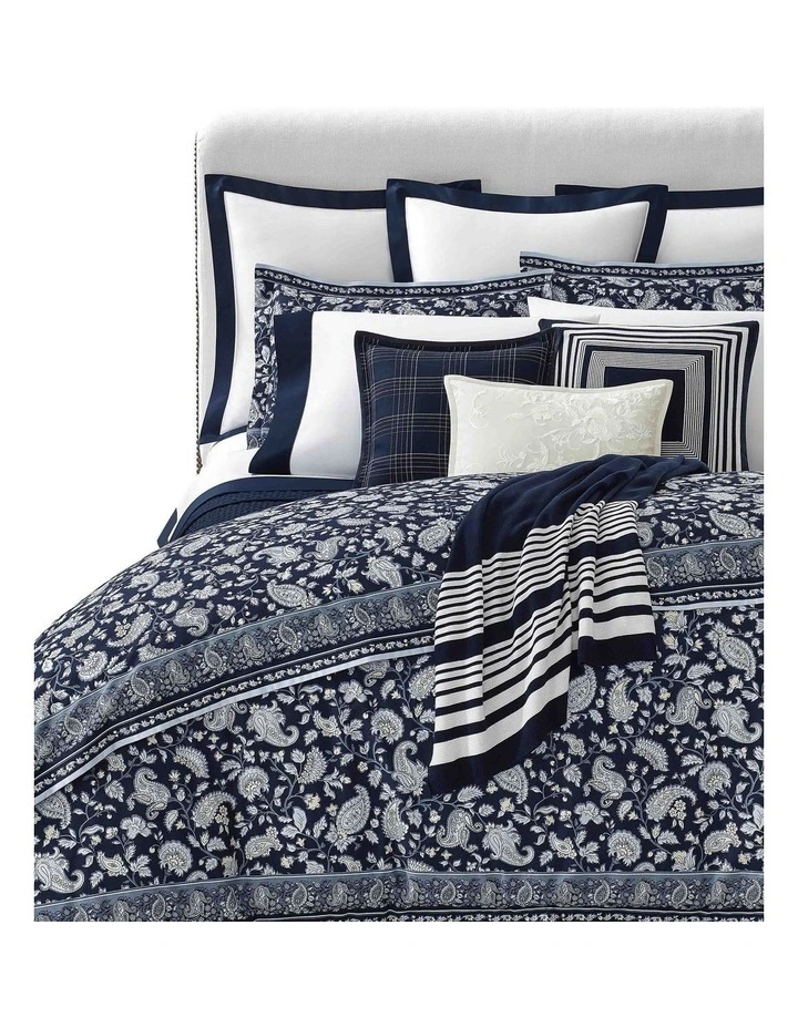 Organic Cotton Sateen Border Sheeting in Blue image 3