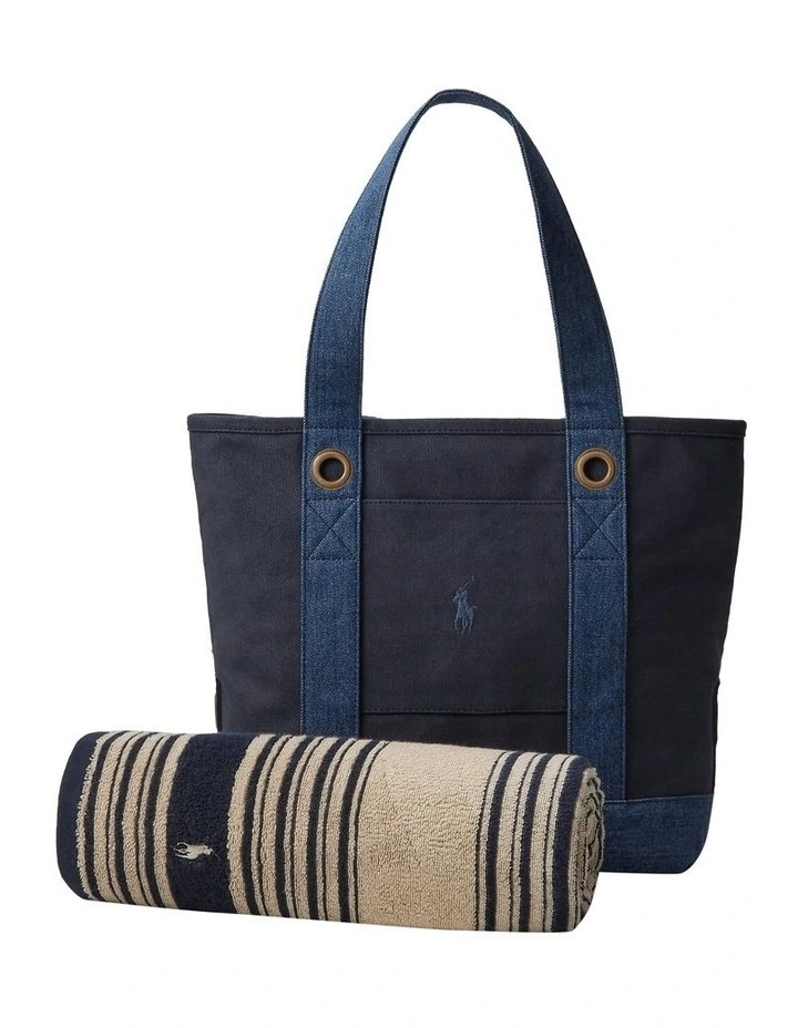 Towel & Tote Gift Set in Beige image 1