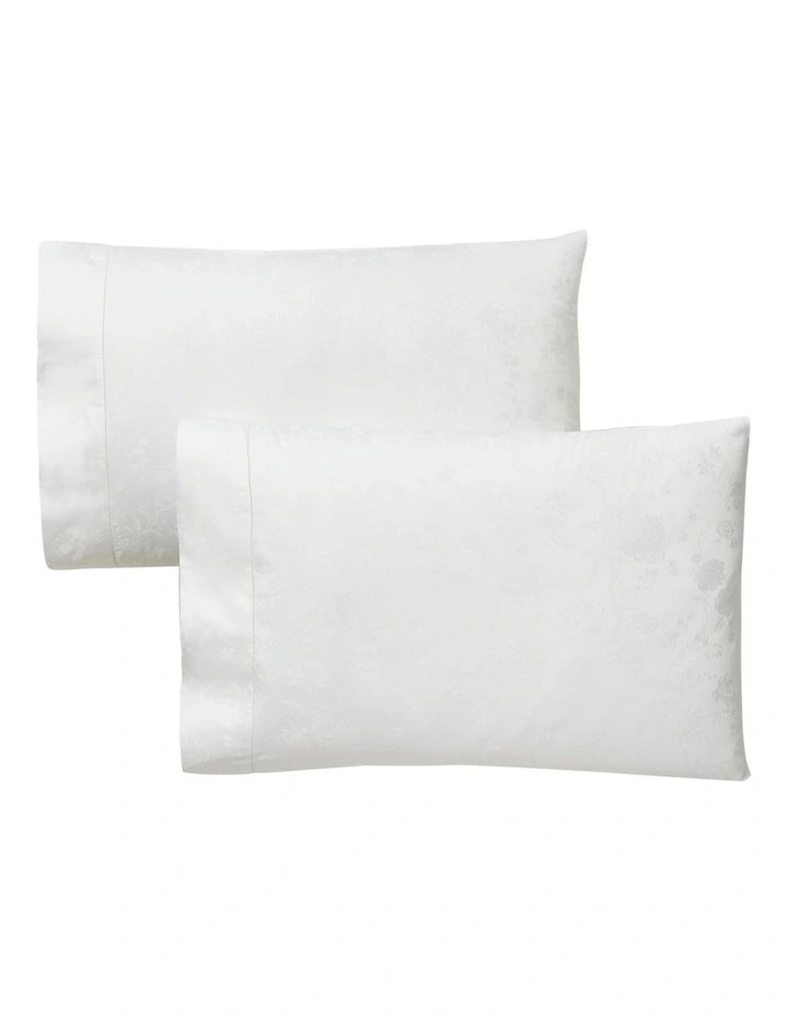 Organic Cotton Bethany Jacquard Pillowcase in Beige image 1