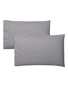 Organic Cotton Shirting Stripe Pillowcase in Black