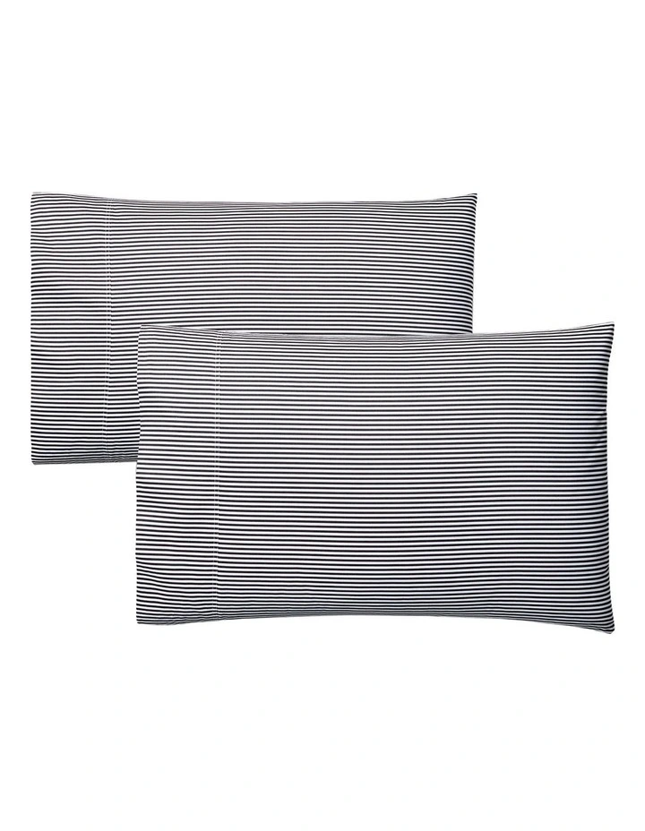 Organic Cotton Shirting Stripe Pillowcase in Black image 1