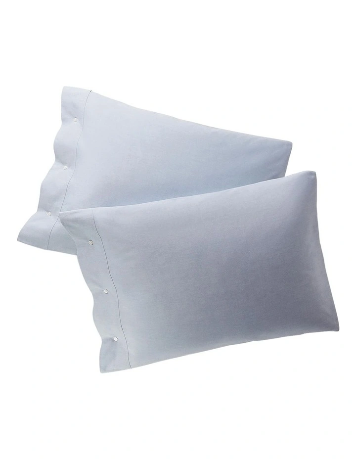 Organic Cotton Oxford Solid Pillowcase in Blue image 1