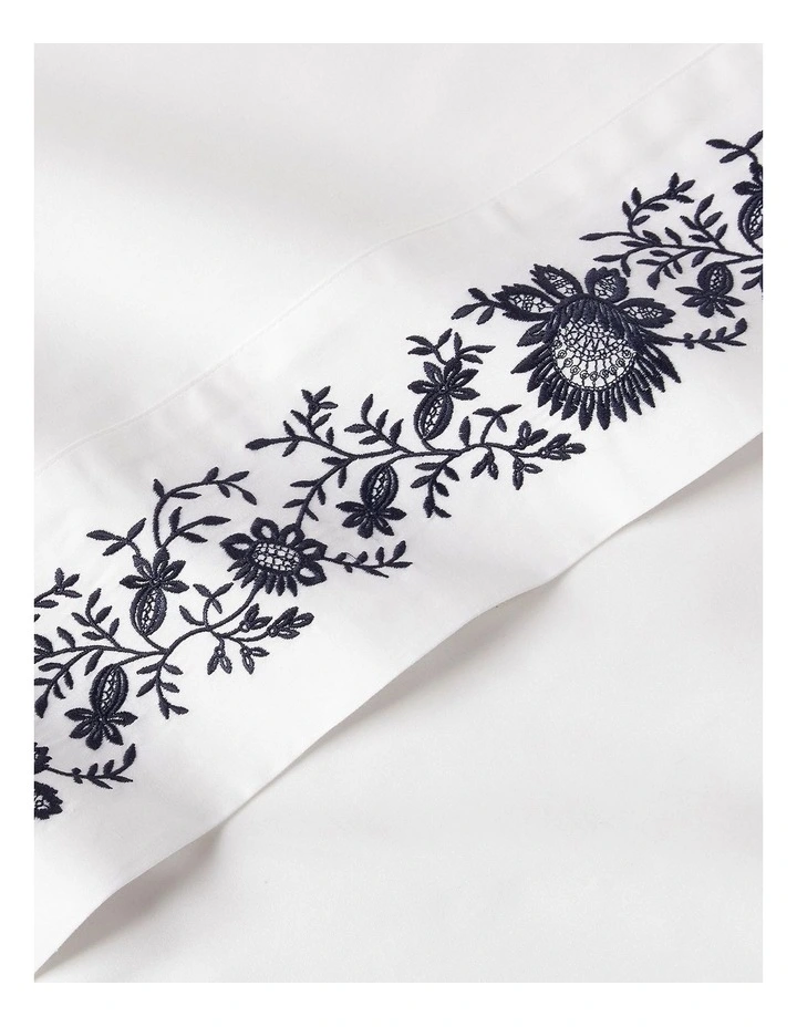 Organic Cotton Eloise Embroidery Pillowcase in Blue image 2