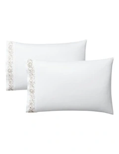 Organic Cotton Eloise Embroidery Pillowcase in Silver