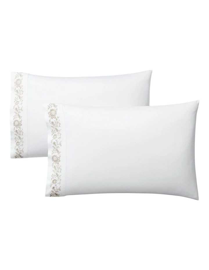 Organic Cotton Eloise Embroidery Pillowcase in Silver image 1