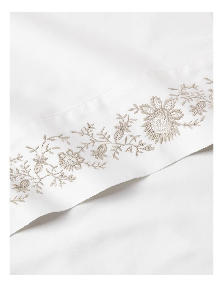 Organic Cotton Eloise Embroidery Pillowcase in Silver image 2