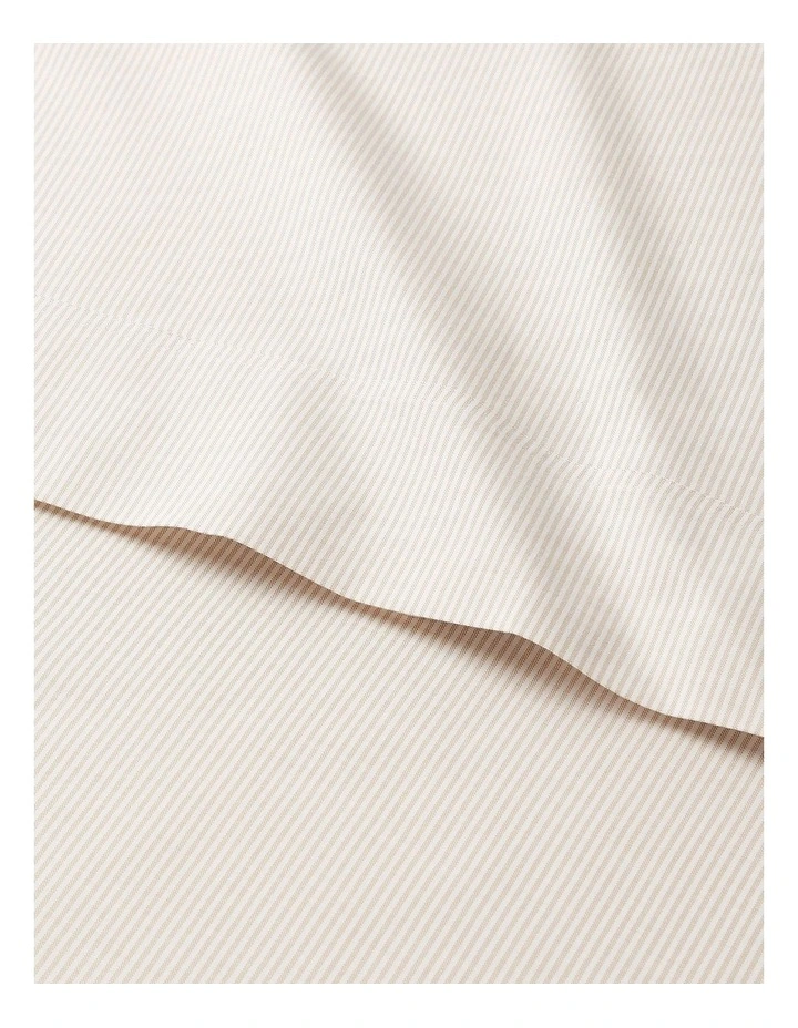 Organic Cotton Oxford Stripe Pillowcase in Beige image 3