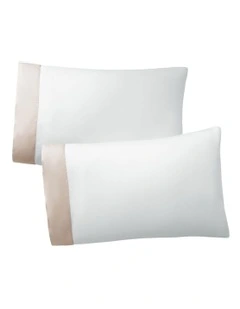 Organic Cotton Sateen Border Pillowcase in Beige