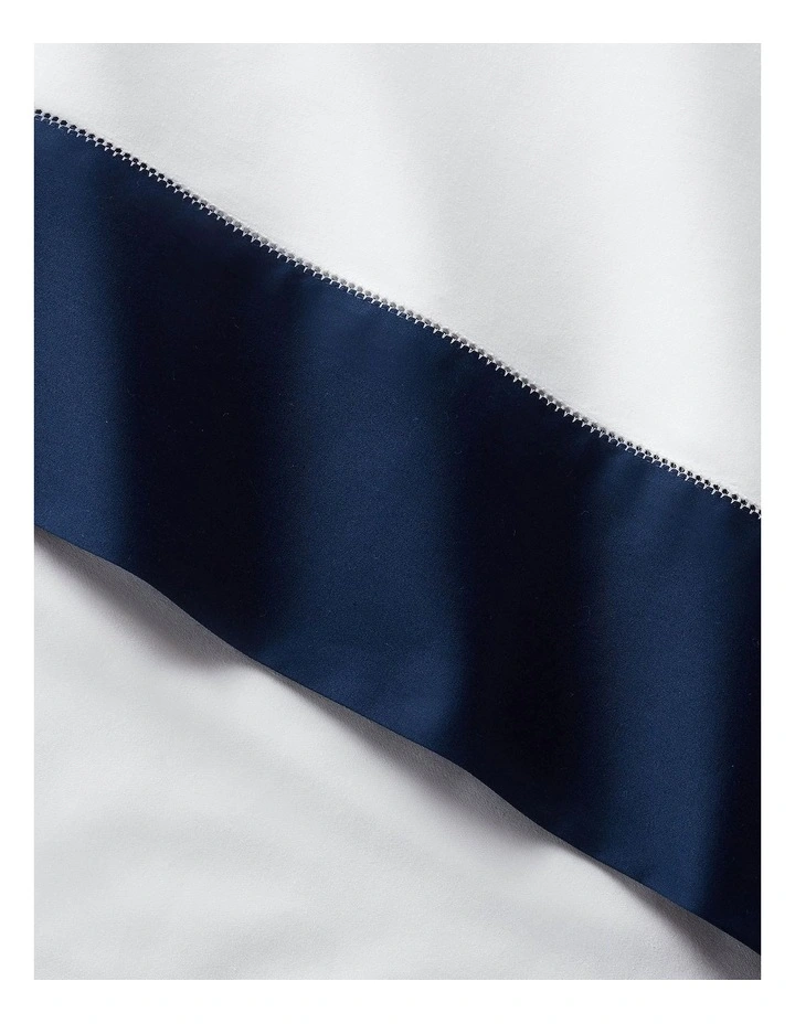 Organic Cotton Sateen Border Pillowcase in Blue image 3
