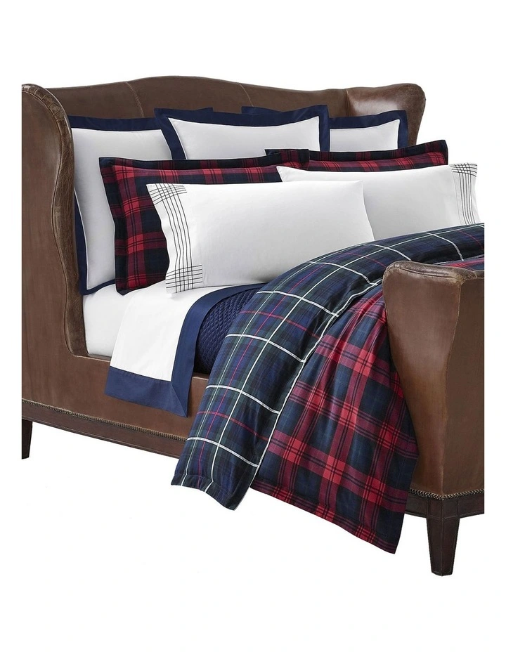 Organic Cotton Sateen Border Pillowcase in Blue image 4