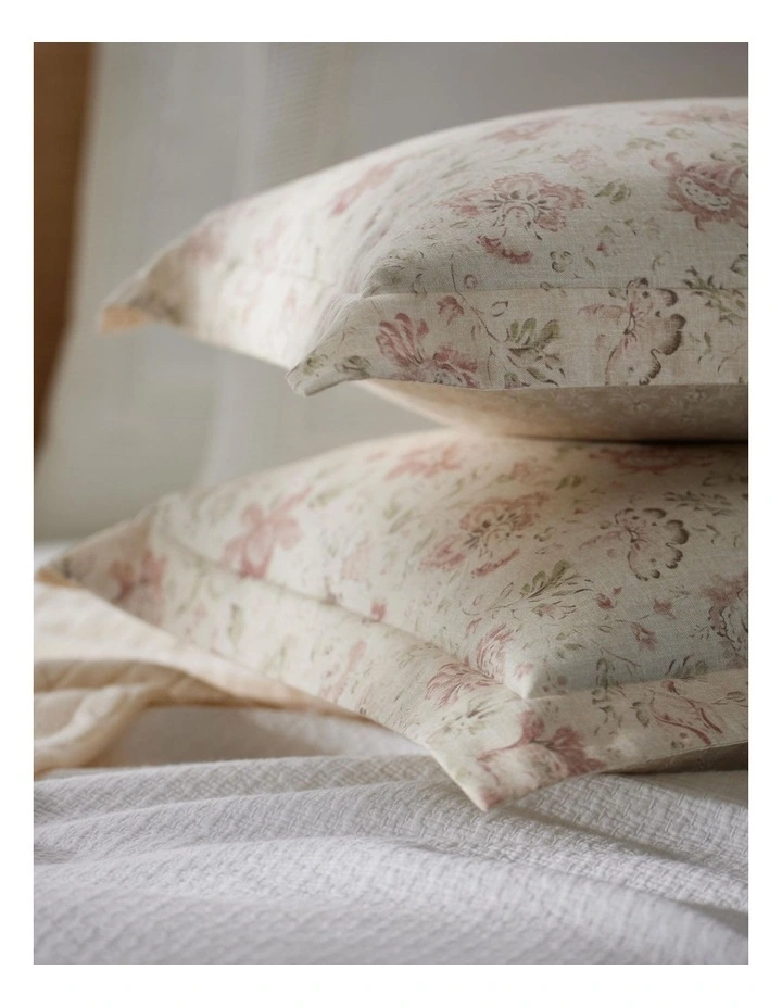 Laine Sham in Pink and Natural Floral Print image 2