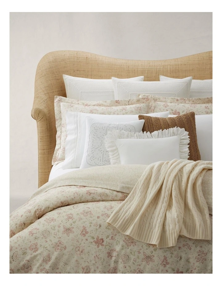 Laine Duvet Cover in Pink and Natural Floral Print image 1