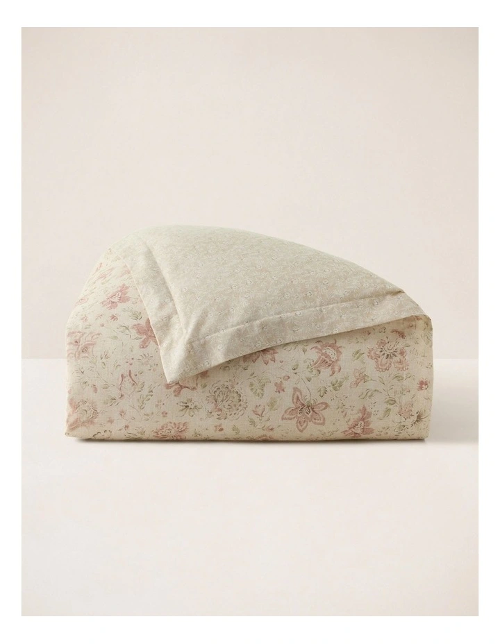 Laine Duvet Cover in Pink and Natural Floral Print image 2