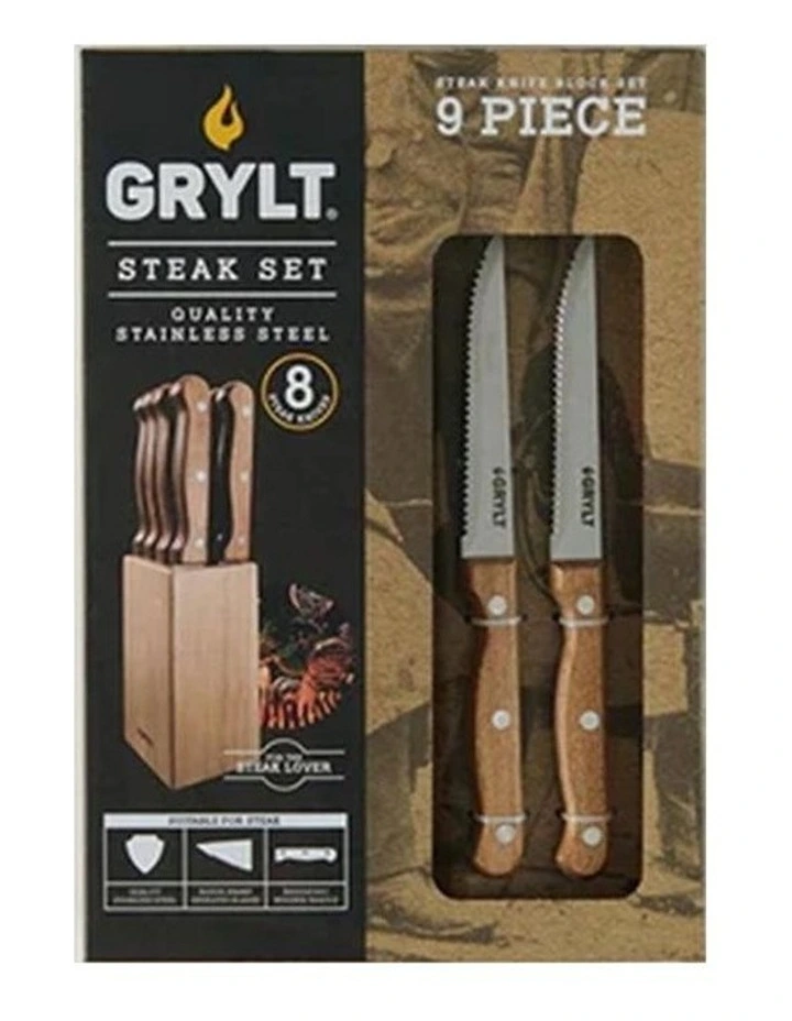 Baccarat Grylt Set of 9 Steak Knife Block in Silver image 3