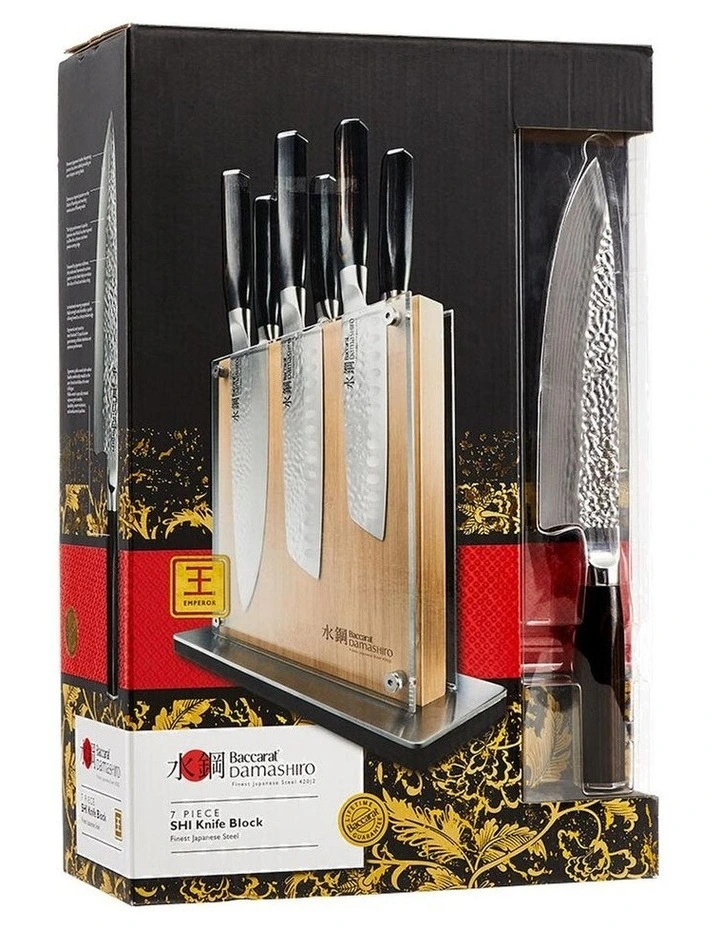 Baccarat Damashiro EMPEROR Shi 7 Piece Knife Block in Beige image 6
