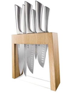 Baccarat Damashiro Mizu 7 Piece Knife Block in Oak