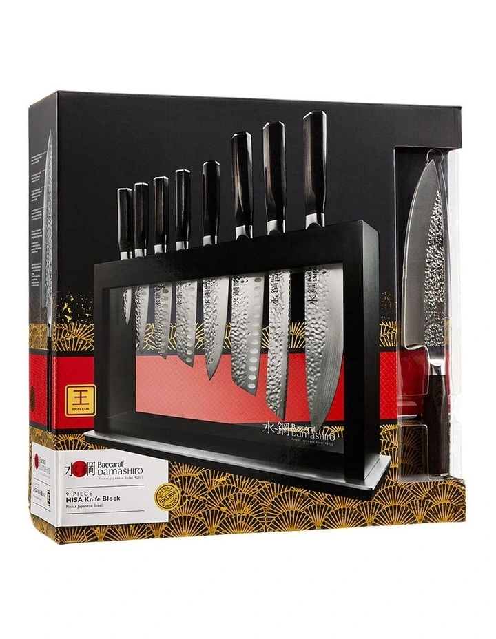 Baccarat Damashiro EMPEROR Hisa 9 Piece Knife Block in Black image 5