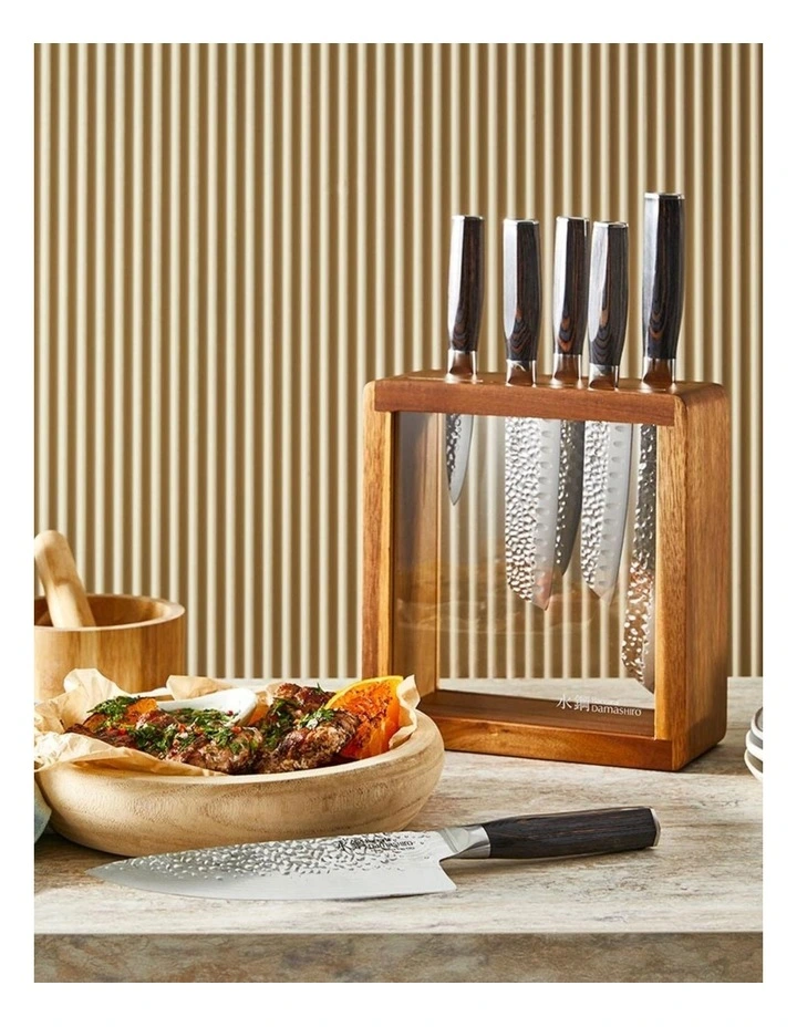Baccarat Damashiro EMPEROR Mozukai 7 Piece Knife Block in Brown image 3