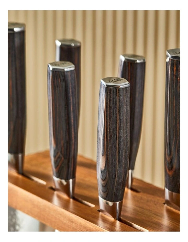 Baccarat Damashiro EMPEROR Mozukai 7 Piece Knife Block in Brown image 4