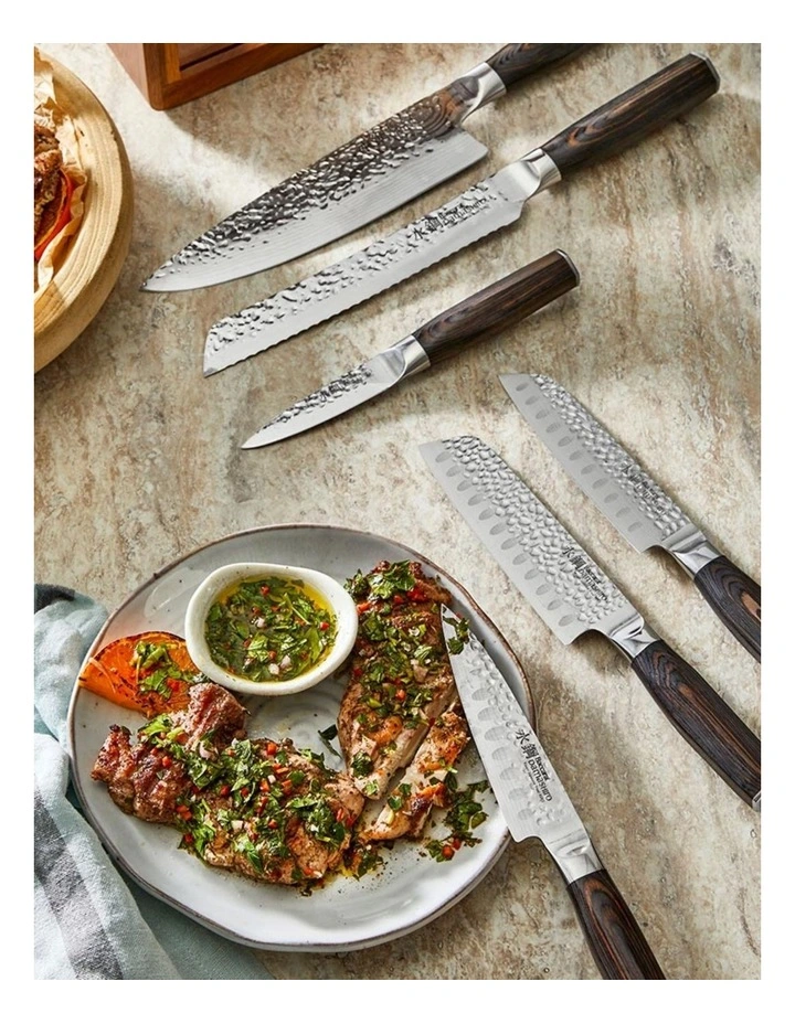 Baccarat Damashiro EMPEROR Mozukai 7 Piece Knife Block in Brown image 5