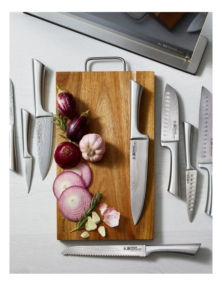 Baccarat Damashiro Bodo 7 Piece Knife Block with Chopping Board in Black image 5