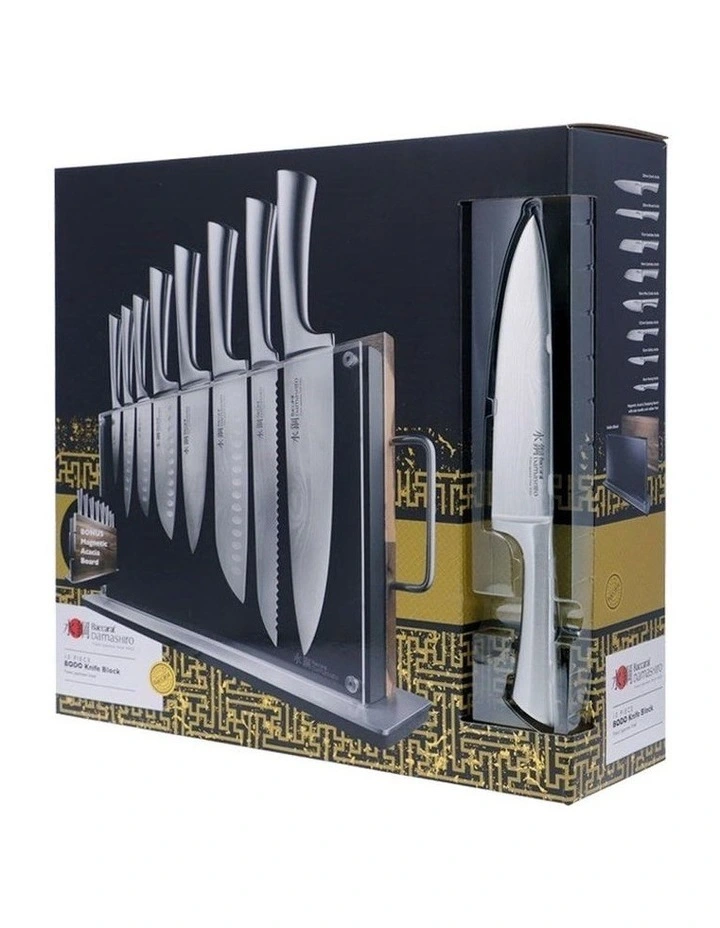 Baccarat Damashiro Bodo 7 Piece Knife Block with Chopping Board in Black image 6