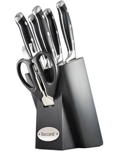 Baccarat Artisan Finster Knife Block 7 Piece in Black