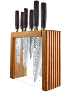 Baccarat Damashiro Emperor Makoto Knife Block 7 Piece in Brown