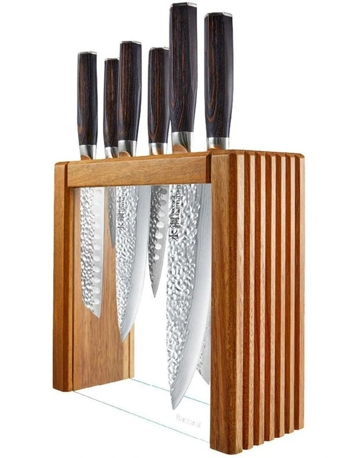 Baccarat Damashiro Emperor Makoto Knife Block 7 Piece in Brown image 1