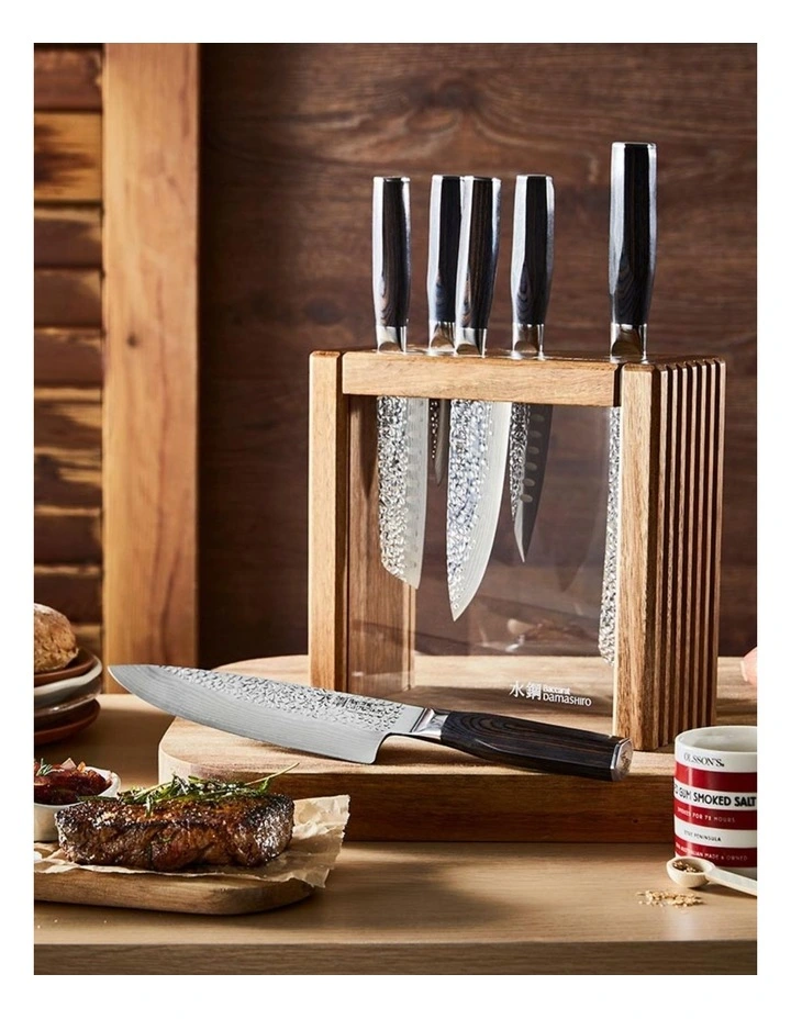 Baccarat Damashiro Emperor Makoto Knife Block 7 Piece in Brown image 3