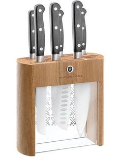 Baccarat Wolfgang Starke Klar Knife Block 7 Piece in Brown