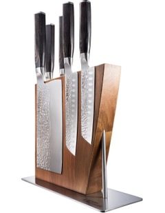 Baccarat Damashiro EMPEROR Nanashi 6 Piece Knife Block in Brown