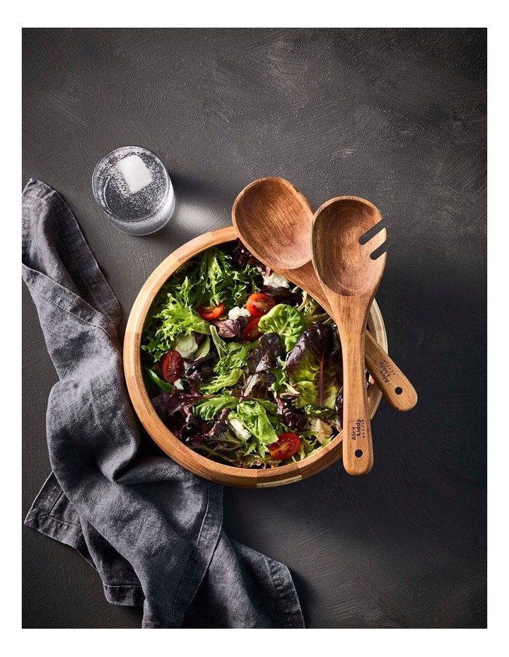 Alex Liddy Acacia Salad Bowl and Servers Set 28cm image 7