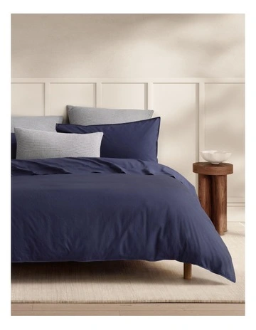 Bayley Washed Percale Quilt Cover Set in Deep Sea