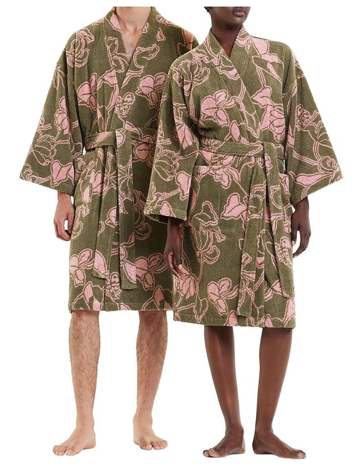 Bower Towelling Robe in Moss image 1