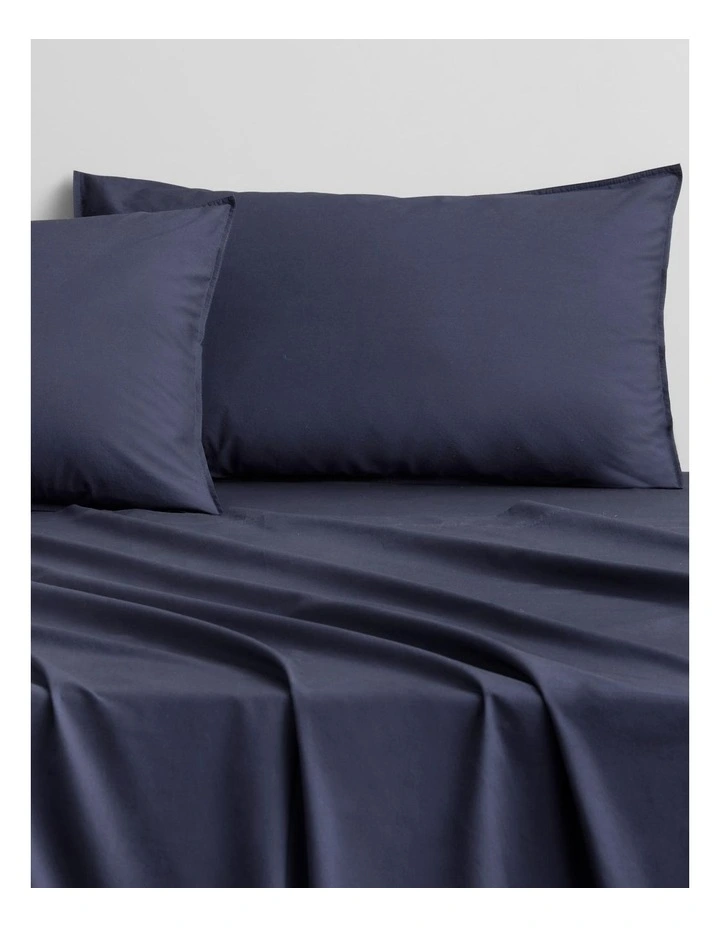 Bayley Washed Percale Pillowcase Pair in Deep Sea image 2