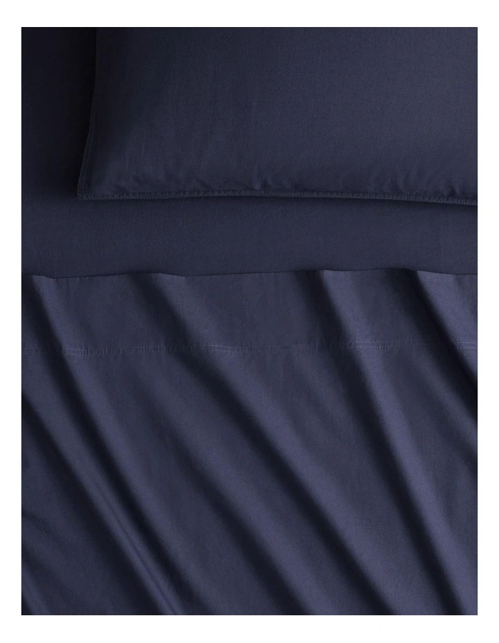 Bayley Washed Percale Pillowcase Pair in Deep Sea image 3