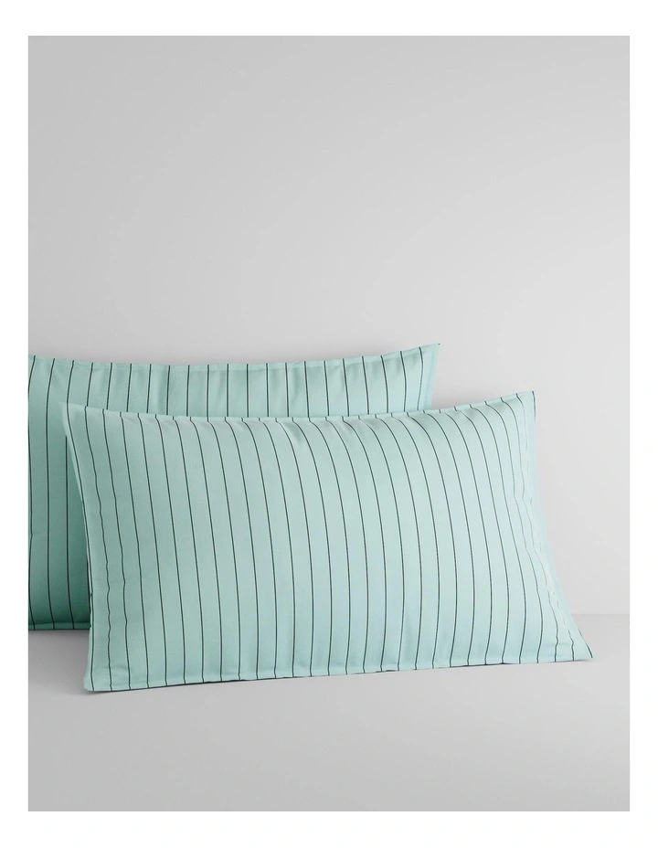 Bayley Stripe Washed Percale Sheet Set in Clear Blue image 3