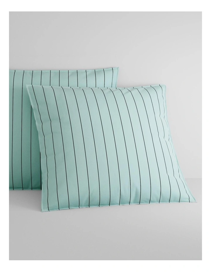 Bayley Stripe Washed Percale European Pillowcase Pair in Clear Blue image 1