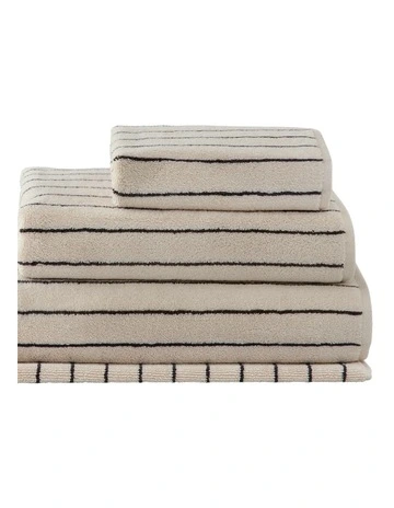 Aven Stripe Cotton Towel Collection in Limestone